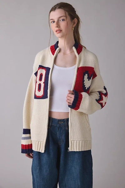 Daisy Street Beau Zip-up Oversized Cardigan In Ivory, Women's At Urban Outfitters In Neutral