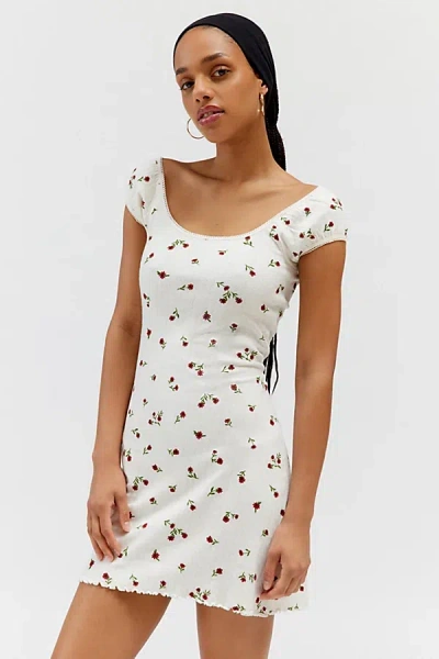 Daisy Street Ditsy Floral Pointelle Mini Dress In White, Women's At Urban Outfitters