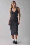 Daisy Street Ditsy Floral V-neck Slip Midi Dress In Black Floral, Women's At Urban Outfitters In Multi