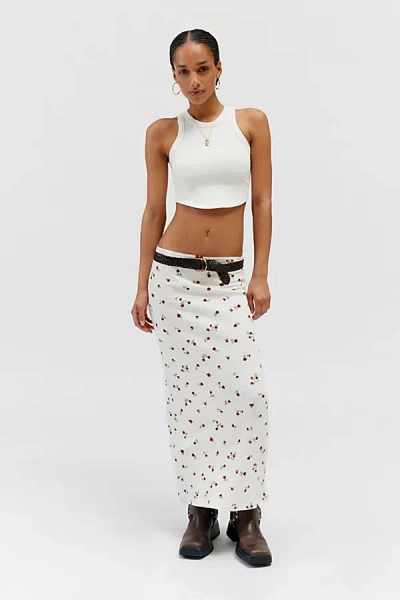 Daisy Street Floral Pointelle Low-rise Maxi Skirt In Floral, Women's At Urban Outfitters