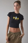Daisy Street Miffy Cute But Scary Graphic Baby Tee In Black, Women's At Urban Outfitters In Black