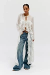 Daisy Street Sheer Ruffle Duster Top In White, Women's At Urban Outfitters In White