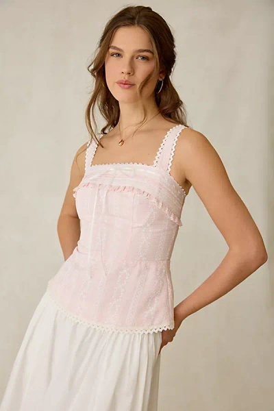 Daisy Street Sherbert Peplum Lace Trim Tank Top In Pink, Women's At Urban Outfitters