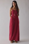 Daisy Street Shirred Basque Waist Maxi Dress In Red, Women's At Urban Outfitters In Red