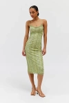 DAISY STREET STRETCH LACE MIDI DRESS IN OLIVE, WOMEN'S AT URBAN OUTFITTERS