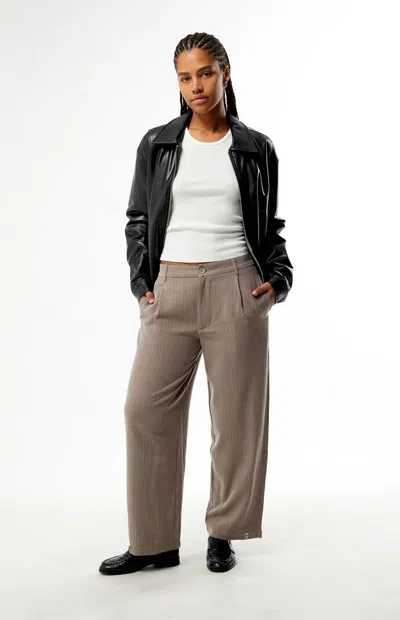 Daisy Street Women's Striped Comet Baggy Trousers In Gray In Brown