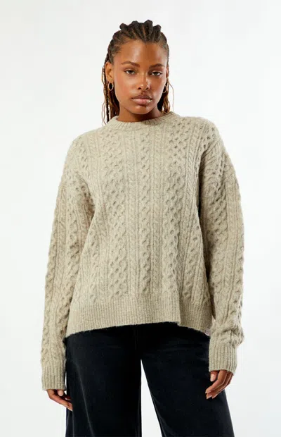 Daisy Street Women's Teddy Cable Knit Sweater In Gray In Neutral