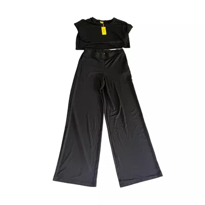 Daisy Women's 2 Piece Crop Pants Set In Black