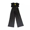 Daisy Women's 2 Piece Crop Pants Set In Black In Black