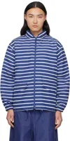 Daiwa Pier39 Blue & White Stripe Tech Sailing Jacket In White/blue Stripe