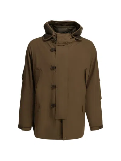 Daiwa Pier39 Hooded Button-up Coat In Animal Print