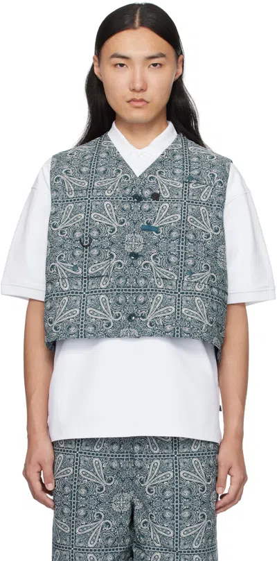 Daiwa Pier39 Navy Paisley Tech Over Vest In 79 Navy