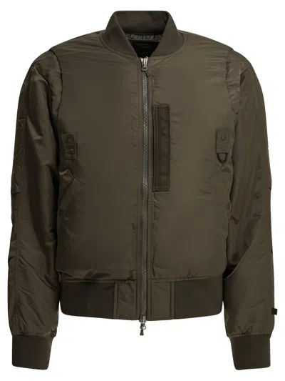 Daiwa Pier39 Nylon Zippered Bomber Jacket Jackets And Coats Brown In Green