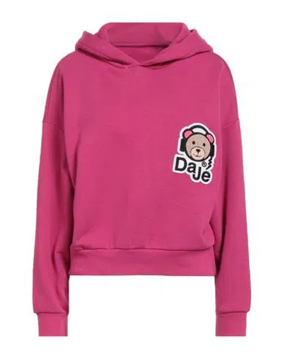 Daje . Not Only In Paris Woman Sweatshirt Fuchsia Size Xs Cotton, Polyester In Pink