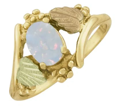 Pre-owned Dakota Black Hills Gold 7 X 5 Mm Lab-created Opal Ring Krl 685 Select Your Size In White Multicolor, Multi-tone Gold