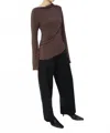 Dal The Label Asymmetric Knit Top In Chocolate In Brown