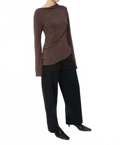 Dal The Label Asymmetric Knit Top In Chocolate In Brown