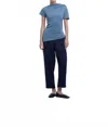 Dal The Label Asymmetrical Short Sleeve Top In Blue Gray In Multi