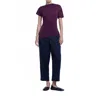 Dal The Label Asymmetrical Short Sleeve Top In Raisin In Purple