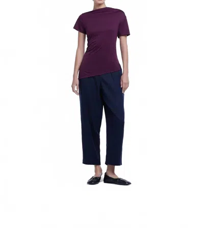 Dal The Label Asymmetrical Short Sleeve Top In Raisin In Purple