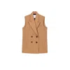Dal The Label Brown Wool Blend Double Breasted Vest In Brown
