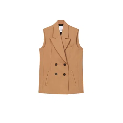 Dal The Label Brown Wool Blend Double Breasted Vest