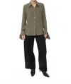 Dal The Label Long Cuff Relaxed Top In Olive In Green