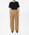 Dal The Label Pleated Wide Leg Pants In Toffee In Gold