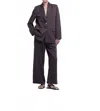 Dal The Label Relaxed Single Breasted Blazer In Coffee Brown In Blue