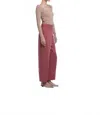 Dal The Label Relaxed Wide Leg Cropped Pants In Mulberry In Red