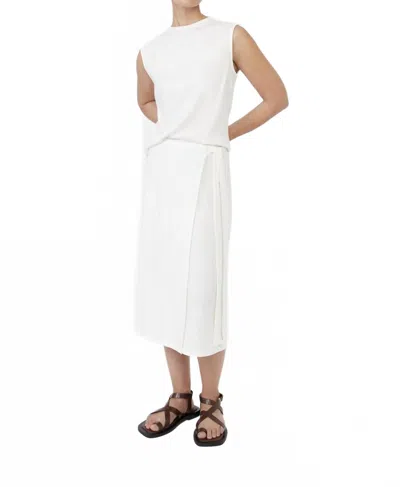 Dal The Label Rib Knit Wrap Skirt In Ivory In White