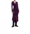 Dal The Label Ruched Asymmetric Midi Dress In Raisin In Purple