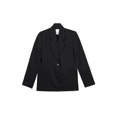 DAL THE LABEL WOMEN'S BLACK COTTON TWILL BLAZER