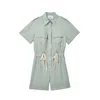 Dal The Label Technical Twill Playsuit In Mist In Blue