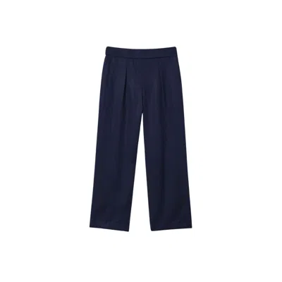 Dal The Label Women's Blue Tencel Mid-rise Tapered Pants Navy