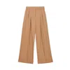 Dal The Label Women's Brown Wool Blend Pleated Wide Leg Pants Toffee In Brown
