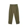 Dal The Label Women's Green Canvas Cotton Utility Tapered Pants Olive In Green