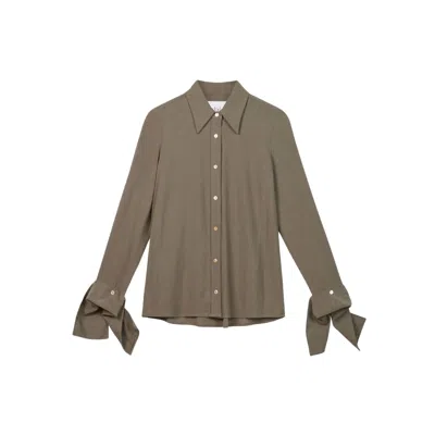 Dal The Label Women's Green Long Cuff Relaxed Top Olive
