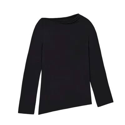 DAL THE LABEL WOMEN'S MODAL ASYMMETRIC KNIT TOP BLACK