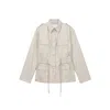 Dal The Label Women's Neutrals Canvas Cotton Utility Jacket Stone