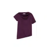 Dal The Label Women's Pink / Purple Asymmetrical Short Sleeve Top Raisin In Pink/purple