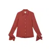 Dal The Label Women's Red The Long Cuff Relaxed Top Terracotta In Red