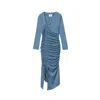 Dal The Label Women's Ruched Asymmetric Midi Dres Blue Gray In Blue