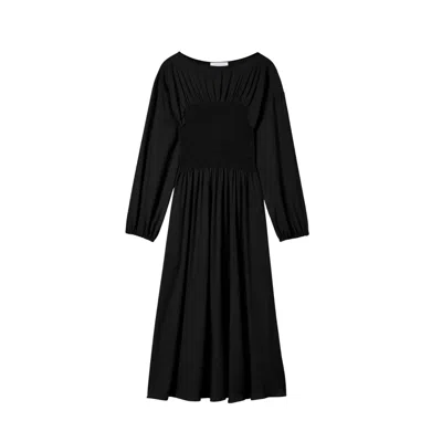 Dal The Label Women's Smocked Cupro Midi Dress Black