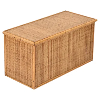 Pre-owned Dal Vera French Riviera Storage Chest Or Bench In Bamboo And Wicker, Italy 1970 In Brown