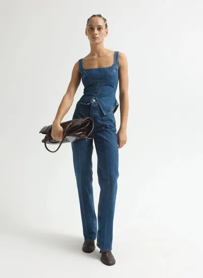 Dala Broken Corset Tank In Storm Blue