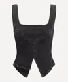 Dala Womens Hurricane Black Broken Corset Square-neckline Organic-cotton Top In Black