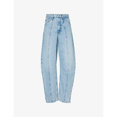 Dala Womens Canyon Lido Faded-wash Wide-leg Organic Denim Jeans