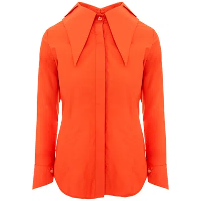 Dalb Women's Yellow / Orange Wings Orange Poplin Shirt With Double Collar In Yellow/orange