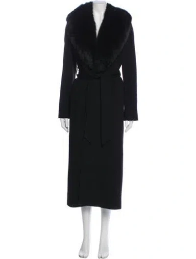 Pre-owned Dale Dressin Merino Wool Faux Fur Coat In Black